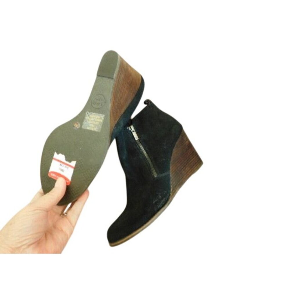 Lucky Brand Size 11 Black Suede Wedge Booties Shoes NEW - Picture 4 of 4